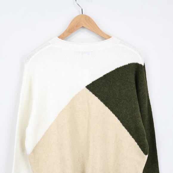 J.Crew Factory Colorblock Mockneck Sweater Extra Soft Ivory Khaki Olive M NWT - Picture 6 of 8